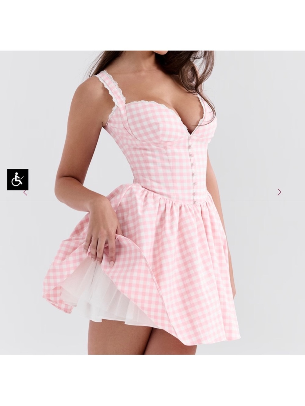 House of CB Strawberry Shortcake Brigitte Gingham Mini Dress Size Small A-C Cup - Picture 3 of 12